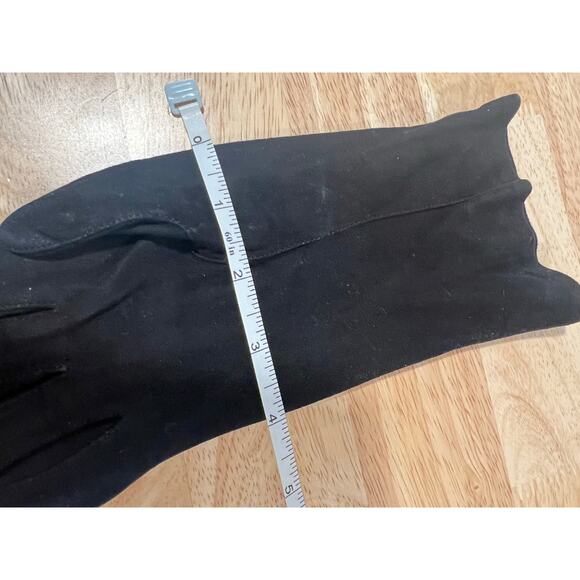 Vintage Dainty Soft Black Leather Gloves Small JL - Picture 9 of 11